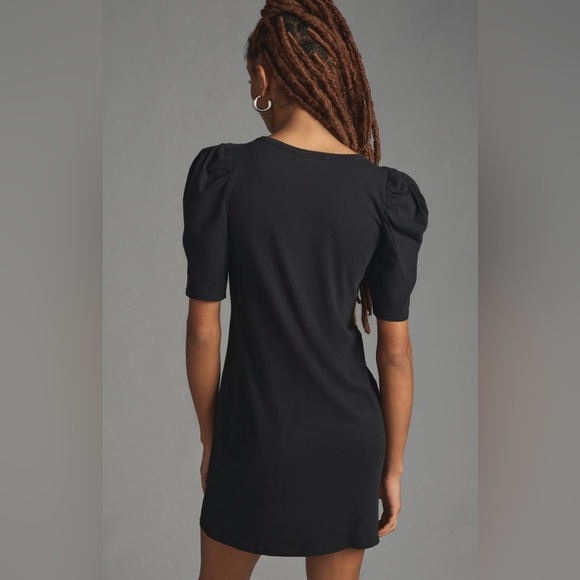 NATION LTD Anthropologie Jules Puff Sleeve Mini Shift Dress Black Size Small - Picture 2 of 11